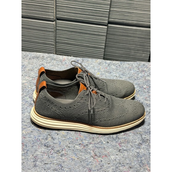 Cole Haan Men\'s Size 9M OriginalGrand Wingtip Oxford Grey Knit Shoes C27961 main image 5